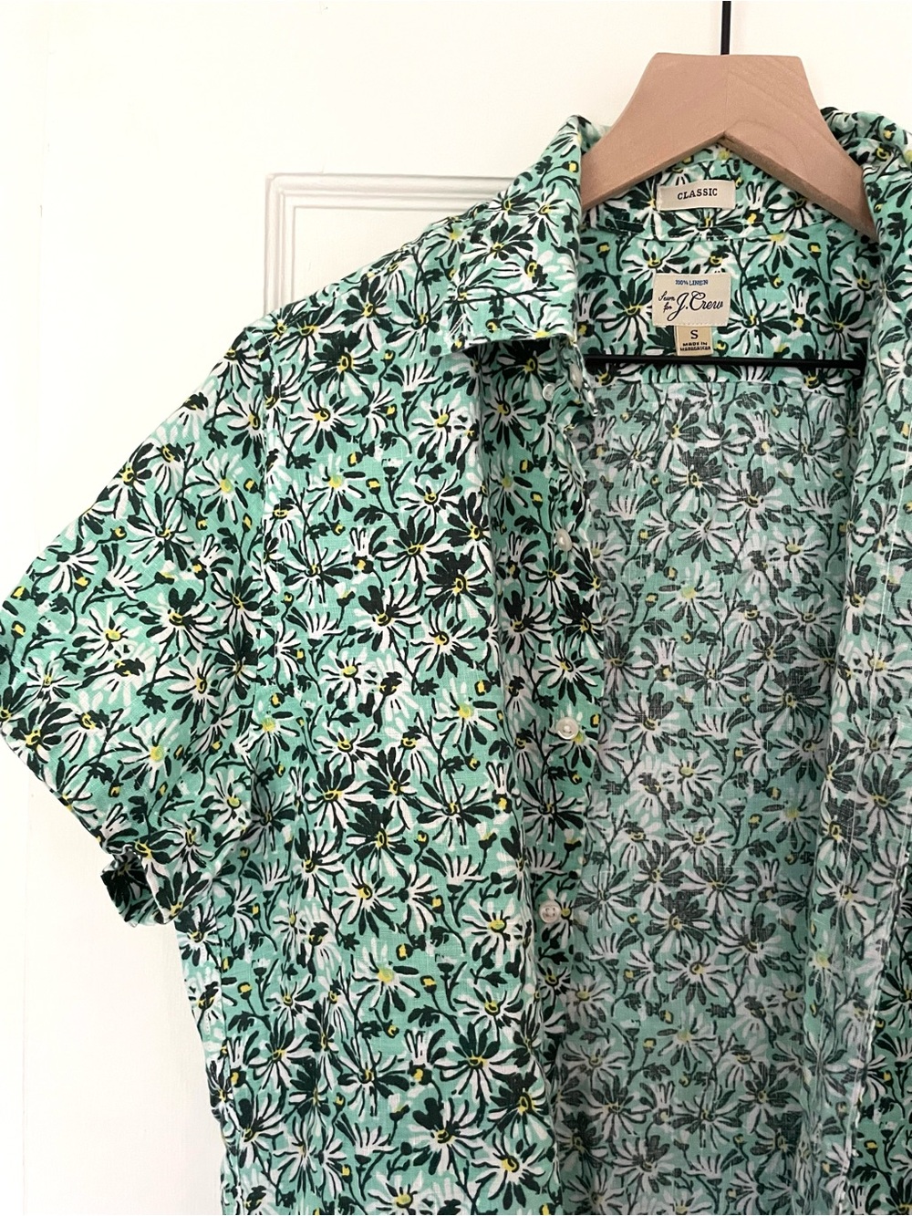 J. Crew Linen Floral Short-Sleeve Button-Down Shirt - Men Small